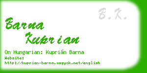 barna kuprian business card